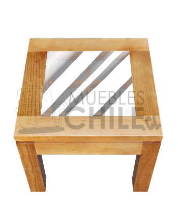 Mesa Lateral 50x50 con Vidrio – Pino Radiata