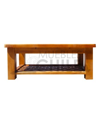 Mesa de Centro Rústica con Piedra Pizarra – Pino Oregón