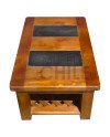 Mesa de Centro Rústica con Piedra Pizarra – Pino Oregón