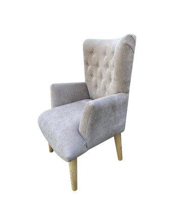 Poltrona sitial capitone tapiz  Lino | Madera y estilo