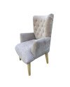 Poltrona sitial capitone tapiz  Lino | Madera y estilo