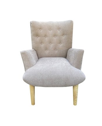 Poltrona sitial capitone tapiz  Lino | Madera y estilo