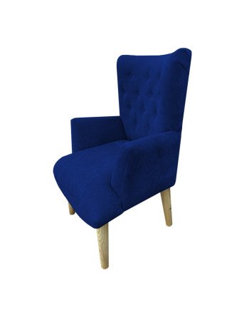Poltrona sitial capitone tapiz  Lino | Madera y estilo