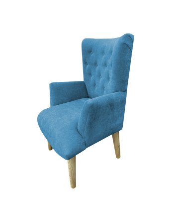 Poltrona sitial capitone tapiz  Lino | Madera y estilo