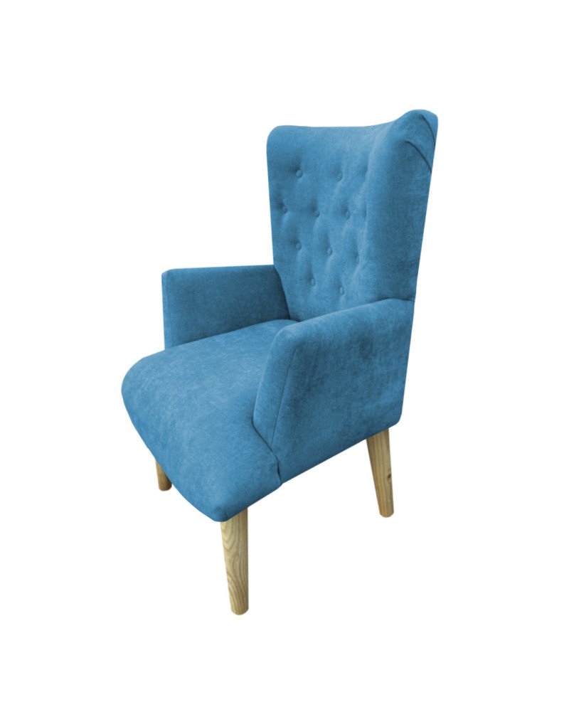 Poltrona sitial capitone tapiz  Lino | Madera y estilo