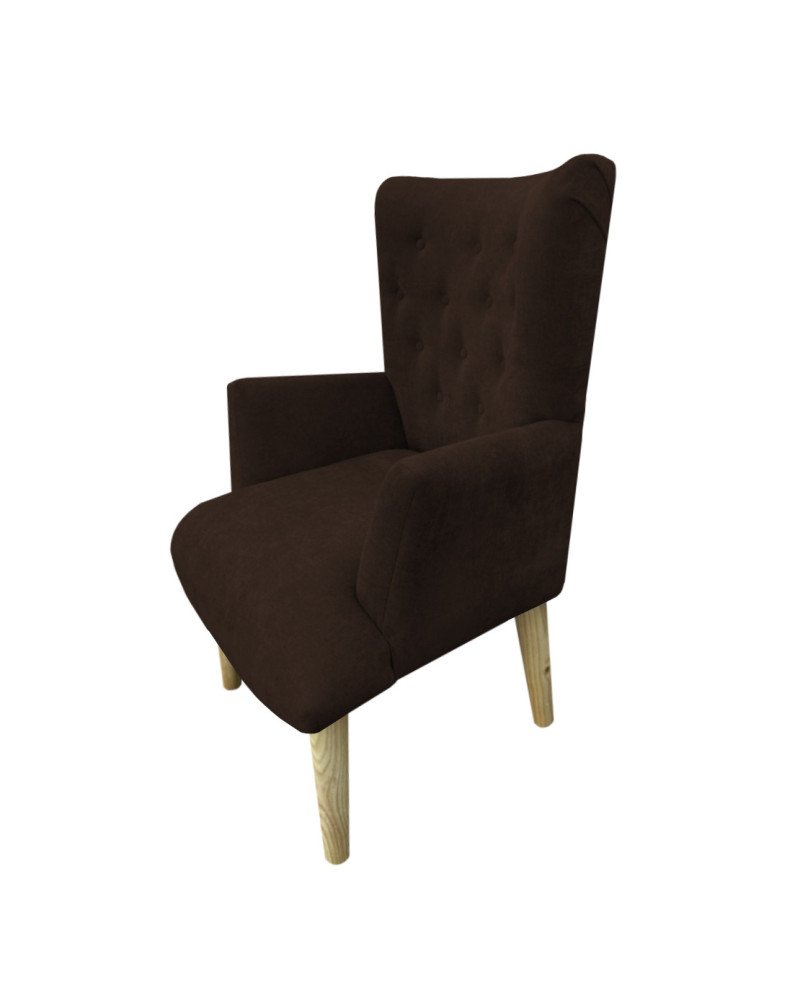 Poltrona sitial capitone tapiz  Lino | Madera y estilo