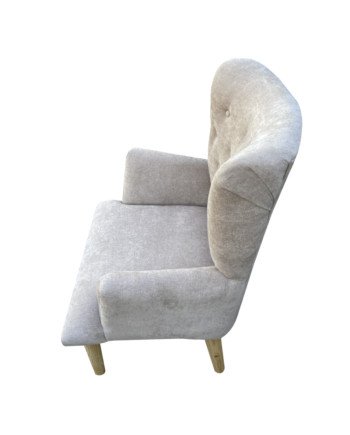 Poltrona sitial capitone tapiz  Lino | Madera y estilo