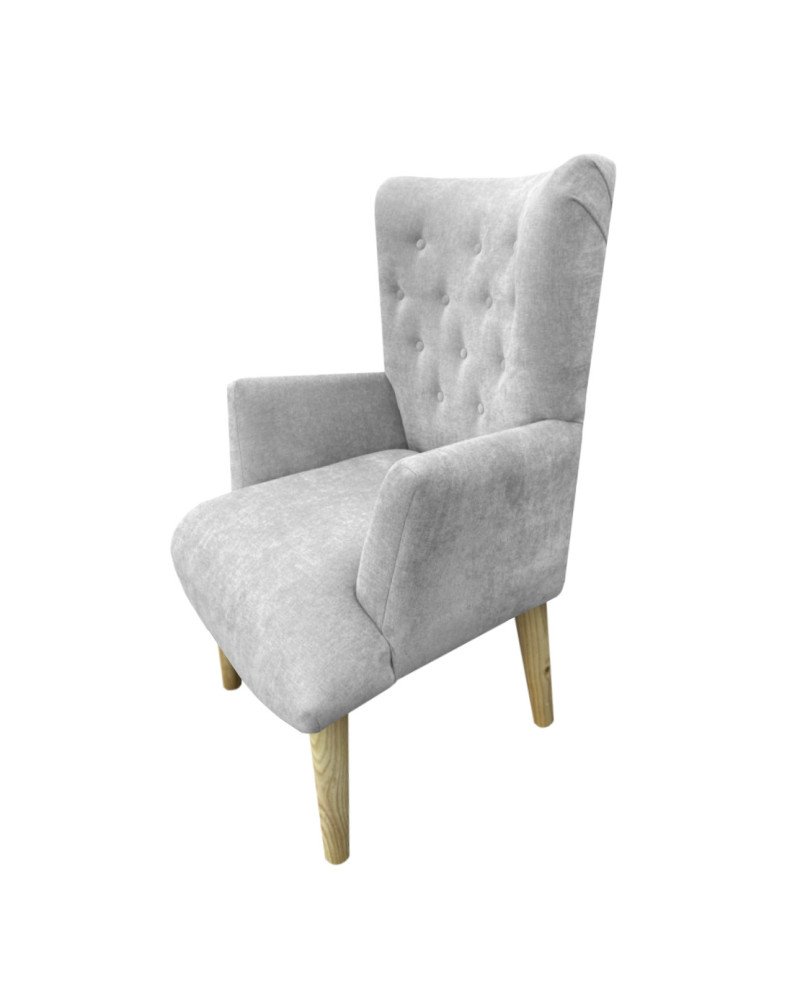Poltrona sitial capitone tapiz  Lino | Madera y estilo
