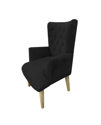 Poltrona sitial capitone tapiz  Lino | Madera y estilo