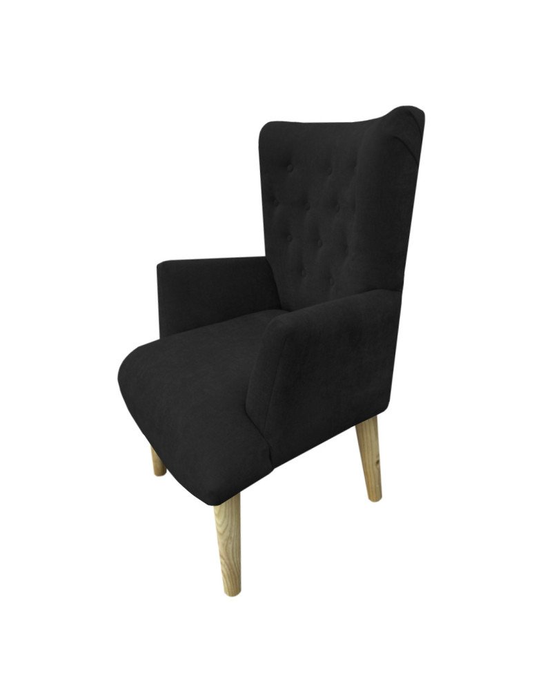 Poltrona sitial capitone tapiz  Lino | Madera y estilo