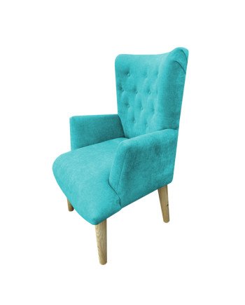 Poltrona sitial capitone tapiz  Lino | Madera y estilo
