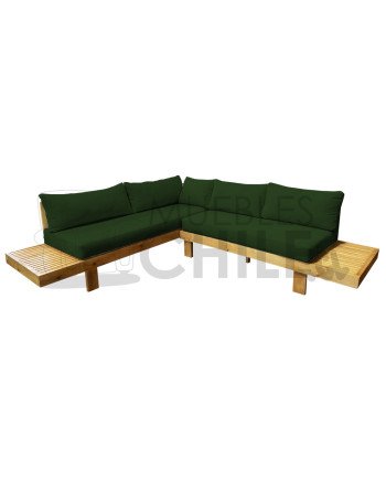 LIVING TERRAZA SECCIONAL ELE MADERA TAPIZ LINO