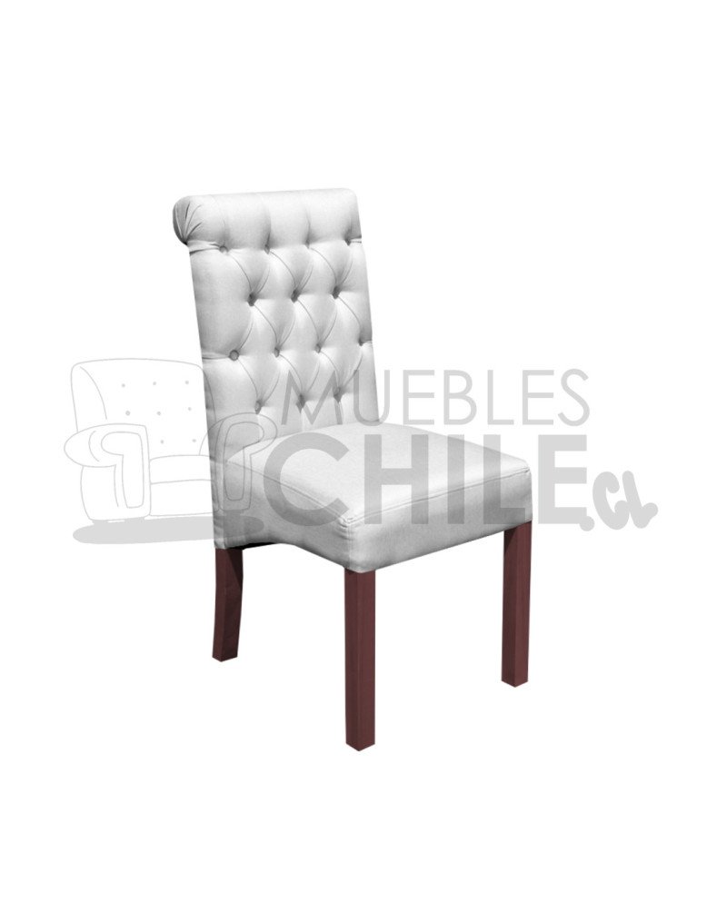 Silla Tapizada Capitoné Lino x4| MueblesChile.cl