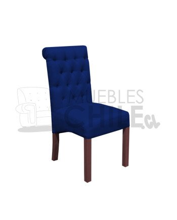Silla Tapizada Capitoné Lino x4| MueblesChile.cl