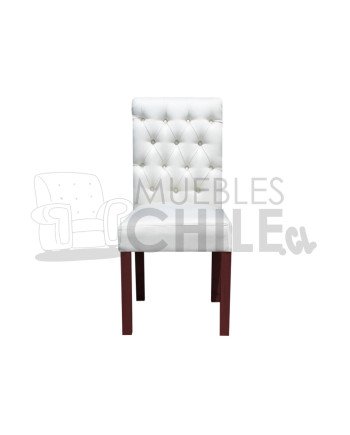 Silla Tapizada Capitoné Lino x4| MueblesChile.cl