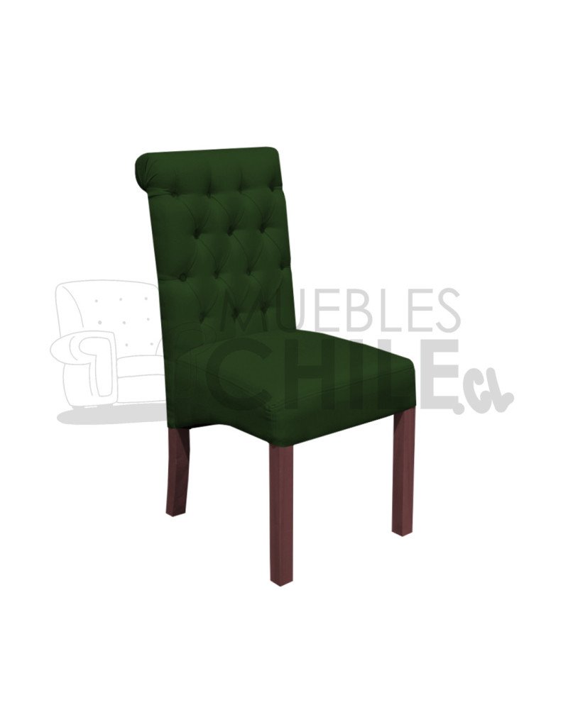 Silla Tapizada Capitoné Lino x4| MueblesChile.cl