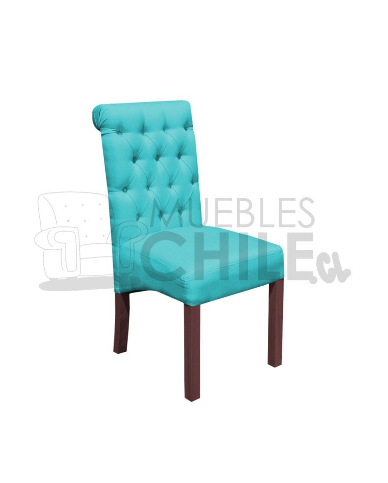 Silla Tapizada Capitoné Lino X8| MueblesChile.cl