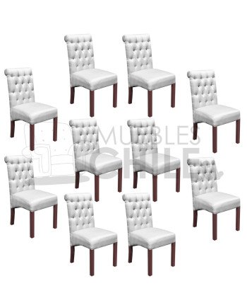 Silla Tapizada Capitoné Lino X10 | MueblesChile.cl