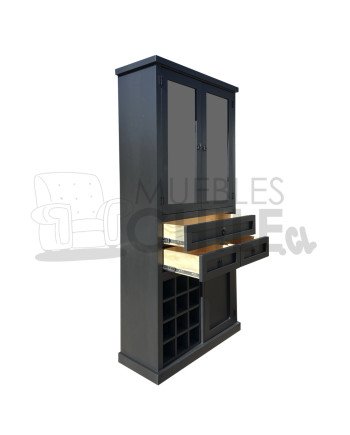Licorera Vintage 85cm Pintada con Puerta de Vidrio – Mueble Bar Clásico