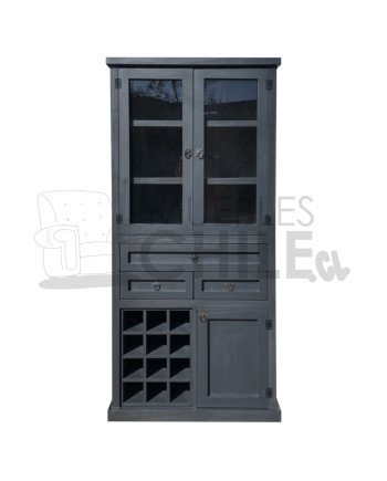 Licorera Vintage 85cm Pintada con Puerta de Vidrio – Mueble Bar Clásico