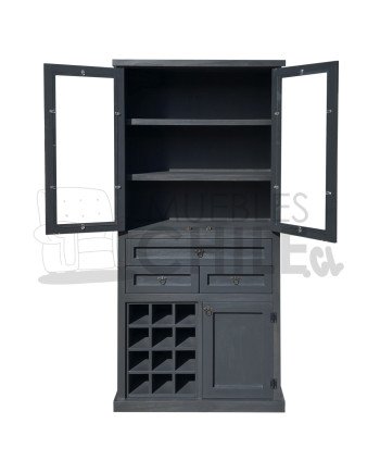Licorera Vintage 85cm Pintada con Puerta de Vidrio – Mueble Bar Clásico