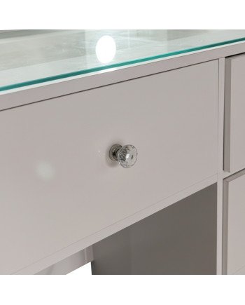 Tocador Blanco con Luz LED 75x42x162 cm – Melamina con Cajones Reforzados