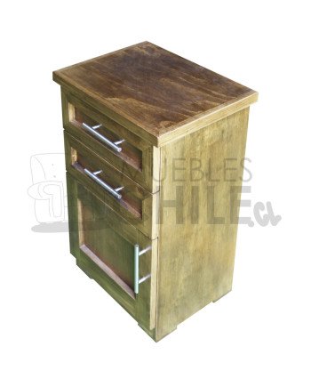 Velador Rústico 1 Puerta 2 Cajones – Muebles Chile