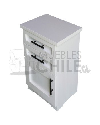Velador Vintage Blanco 1 Puerta 2 Cajones – Muebles Chile