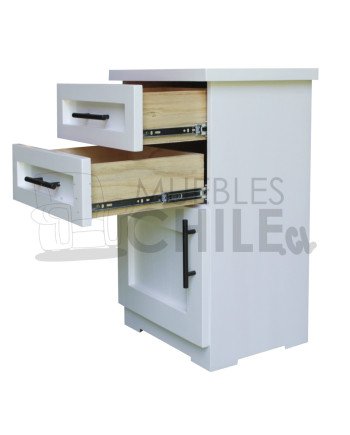 Velador Vintage Blanco 1 Puerta 2 Cajones – Muebles Chile