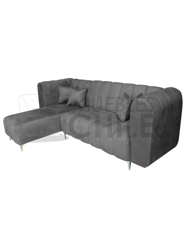 Seccional Ele Tubular Izquierdo Felpa – Sofá Moderno con Resortes Pocket