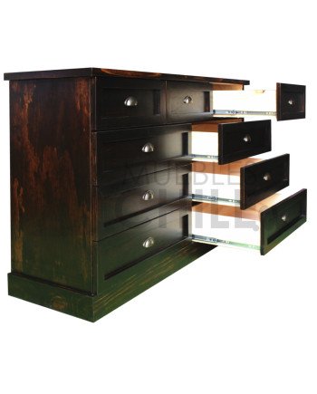 Cómoda Rústica con Riel Telescópico Metálico 150CM– Muebles Chile