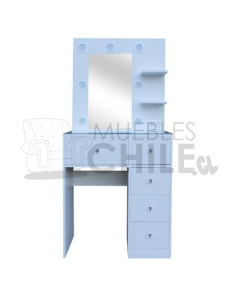 Tocador Blanco con Luz LED 75x42x162 cm – Melamina con Cajones Reforzados