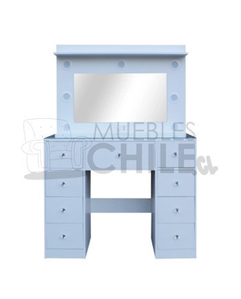 Tocador Blanco con Luz LED 110x42x162 cm – Melamina con Cajones Reforzados