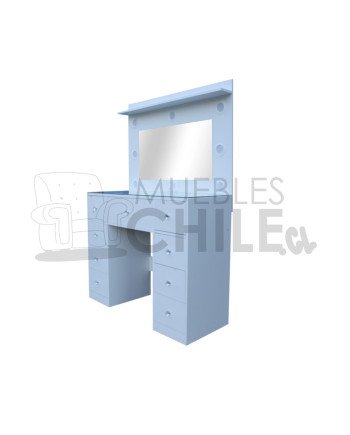 Tocador Blanco con Luz LED 110x42x162 cm – Melamina con Cajones Reforzados
