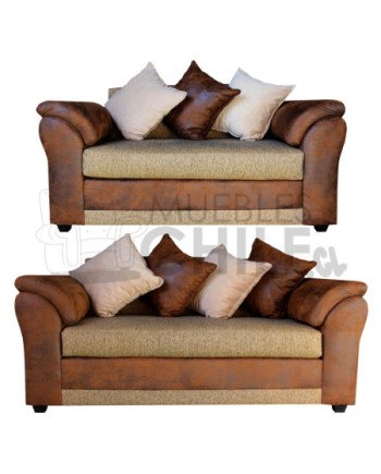 SOFAS MUSTANG 3-2 LINO Y CUERO BONDED ENVEJECIDO