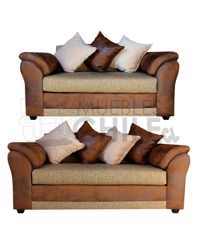 SOFAS MUSTANG 3-2 LINO Y CUERO BONDED ENVEJECIDO