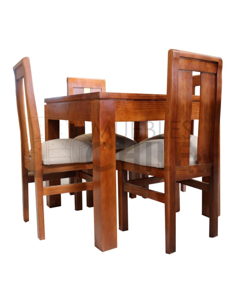 COMEDOR 4 SILLAS CUADRADO CUBIERTA MADERA