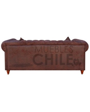 SOFA CHESTERFIELD 3 CUERPOS CUERO BONDED ENVEJECIDO