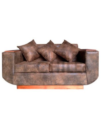 SOFA 2 CUERPOS CUERO CON MADERA