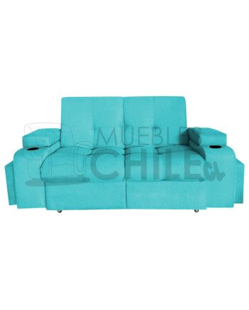 Sofa cama acolchado con 2 pouff estilo Cine
