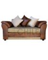 SOFA MUSTANG 2 CUERPOS LINO Y CUERO BONDED ENVEJECIDO
