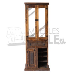 LICORERA 65CM RUSTICA PUERTA CON VIDRIO - Imagen 1