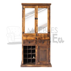 LICORERA 85CM RUSTICA PUERTA CON VIDRIO - Imagen 1