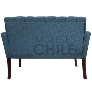 LIVING CAPITONE CON BRAZOS DE MADERA TELA LINO - Imagen 4