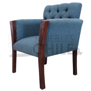 LIVING CAPITONE CON BRAZOS DE MADERA TELA LINO - Imagen 6
