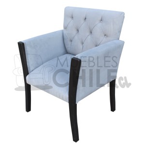 POLTRONA CAPITONE BRAZO CON MADERA TELA FELPA - Imagen 1