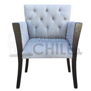 POLTRONA CAPITONE BRAZO CON MADERA TELA FELPA - Imagen 2