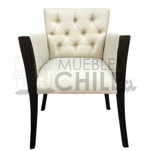 POLTRONA CAPITONE BRAZO MADERA PU - Imagen 2