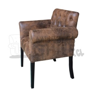 POLTRONA CAPITONE BRAZO REDONDO CUERO BONDED - Imagen 1