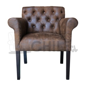 POLTRONA CAPITONE BRAZO REDONDO CUERO BONDED - Imagen 2